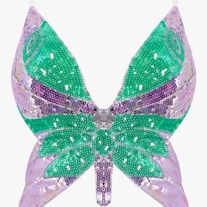 Amazon Sequin Butterfly Crop Top - Green and Purple